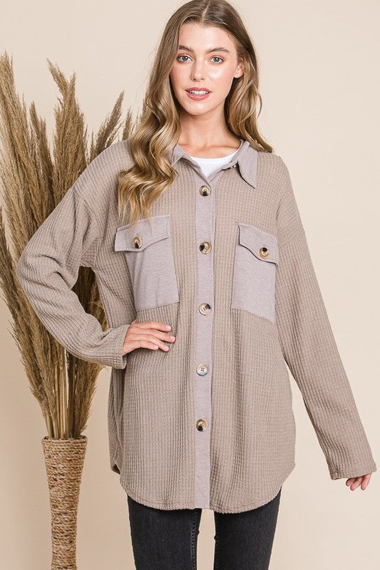 ABIGAIL OVERSIZED FLANNEL (TAUPE)